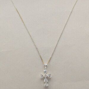 SU 925 Sterling Silver CZ Cross Necklace